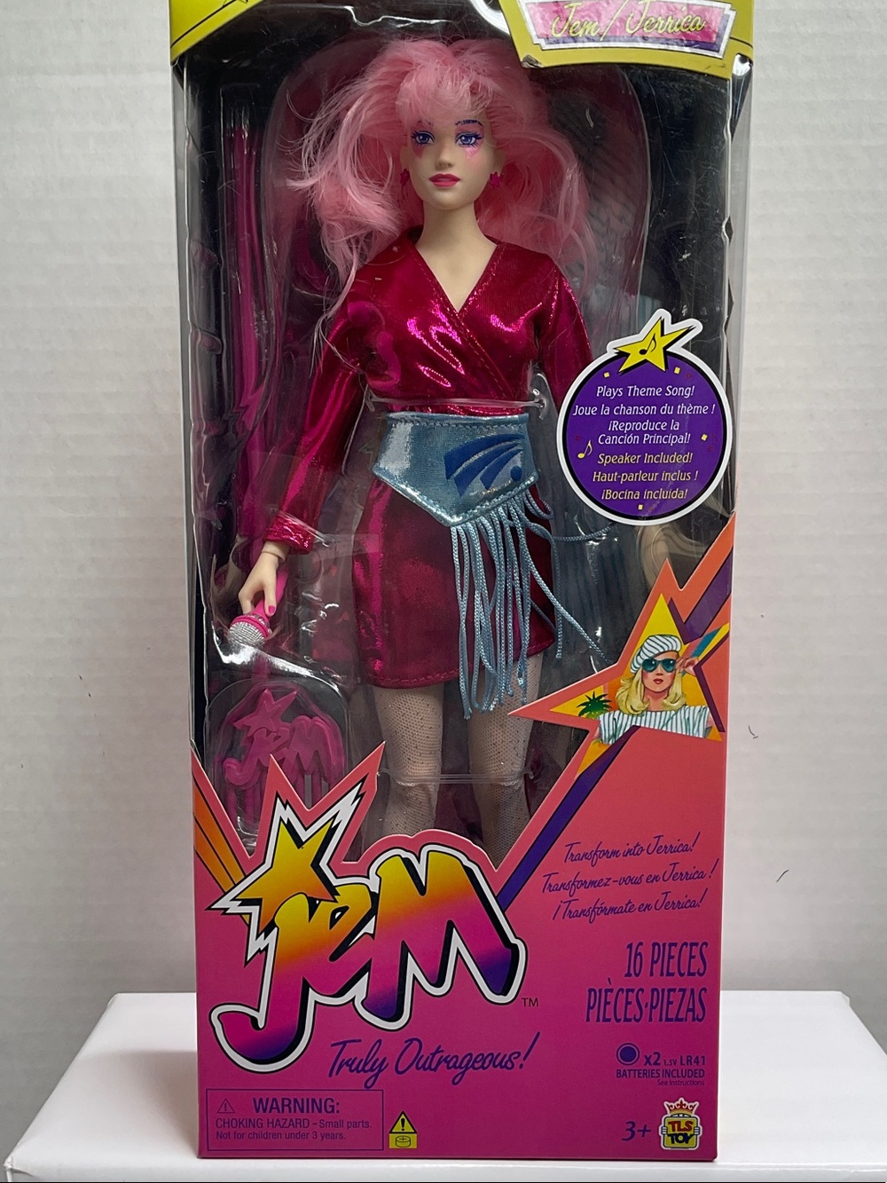 Hasbro Jem Doll in Bright Pink Outfit with Silver Accents